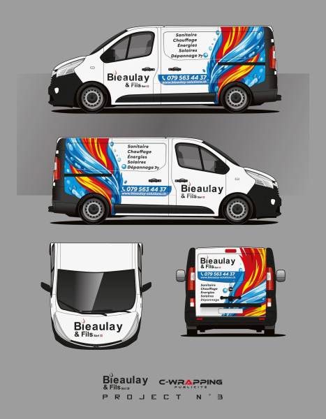 Marquage publicitaire complet pour Bieaulay & Fils Sàrl : une réalisation 100% maîtrisée en interne