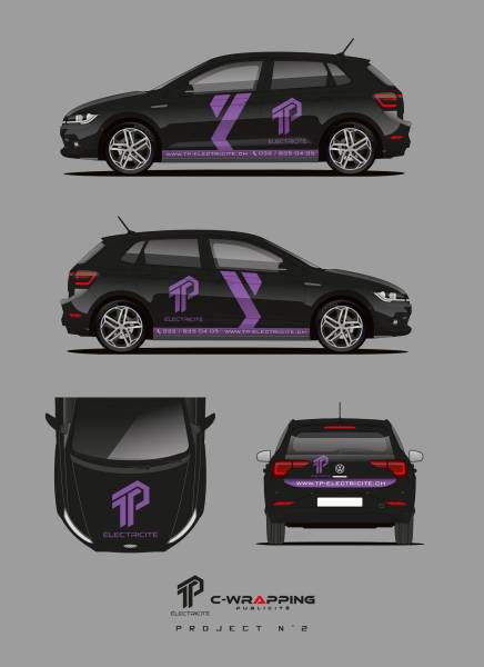 Marquage publicitaire pour entreprise sur VW Polo de chez Senn automobile